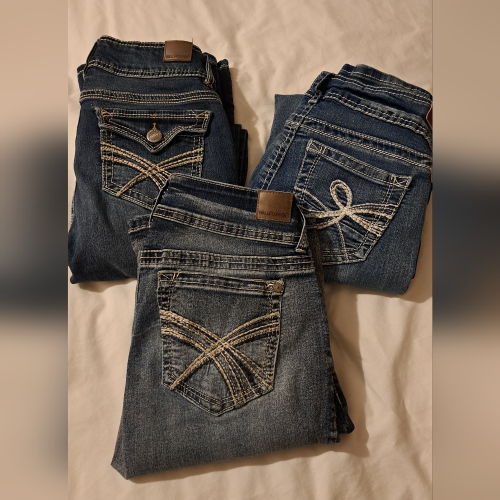 3 pairs of Wallflower Boot cut jeans for women or juniors size 1 regular
